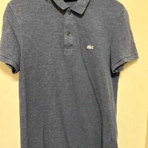 Blue Gray Lacoste Polo Shirt Size Small White Embroidered Croc Logo